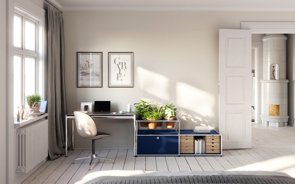 Black Linoleum Modern Office Table (T69) – USM Modular Furniture